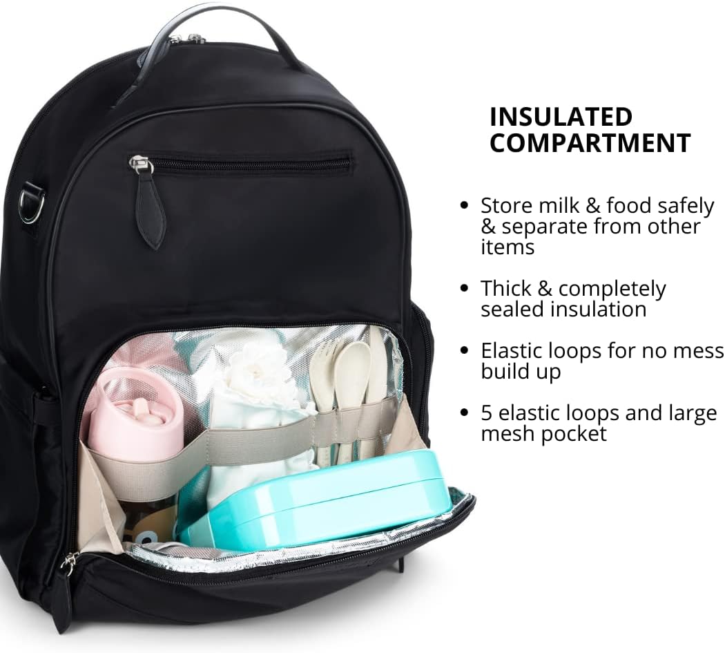 LOLA & ROAM Nylon and Vegan Leather Lightweight Diaper Bag Backpack