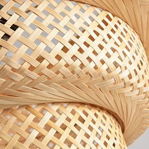 18 Inch Wide Bamboo Chandelier Ceiling Hand-Woven Natural Hanging Light Fixture