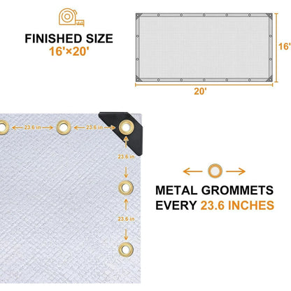 16ft x 20ft 14 Mil Heavy Duty Tarp Cover - Silver/Brown Thick Waterproof Protective Tarps, UV Resistant Poly Tarpaulin with Grommets and Reinforced Edges for Camping, Pool, Boat