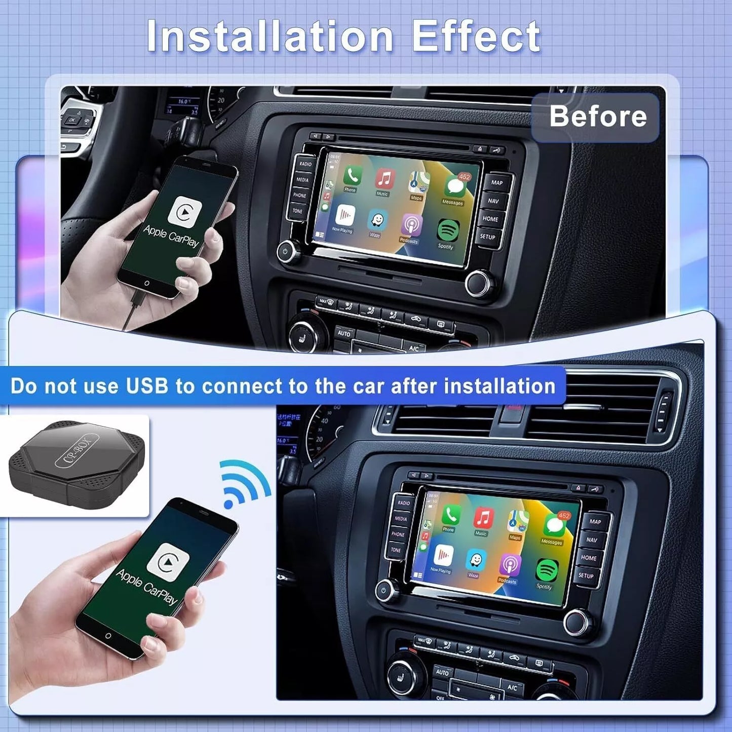 Wireless CarPlay Adapter - Convert OEM Wired to Wireless CarPlay, Plug & Play