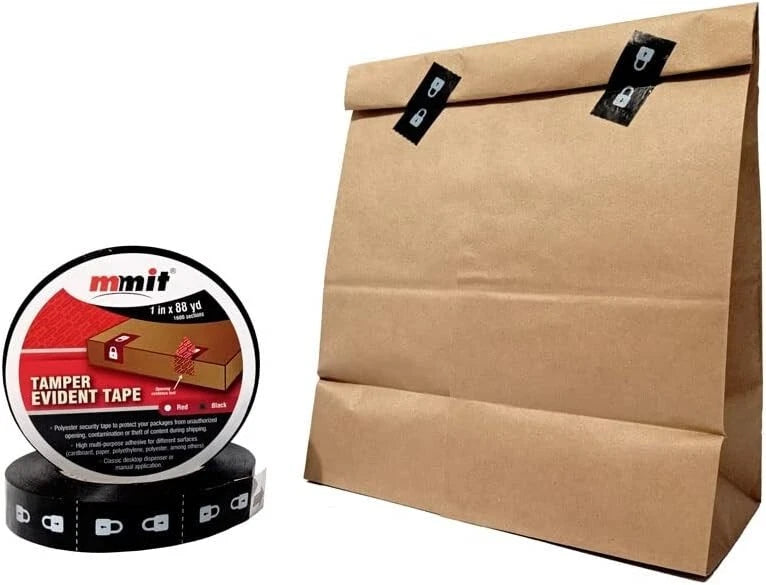 1” x 88 Yards Tamper Evident Security Tape for Safe Delivery 1600 Sections Black