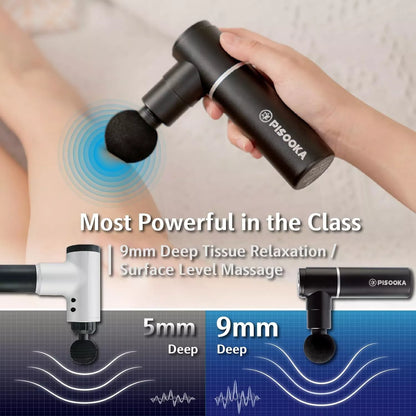 4 Speed Mini Deep Tissue Portable Massage Gun for Neck Back Pain Relief - Silver