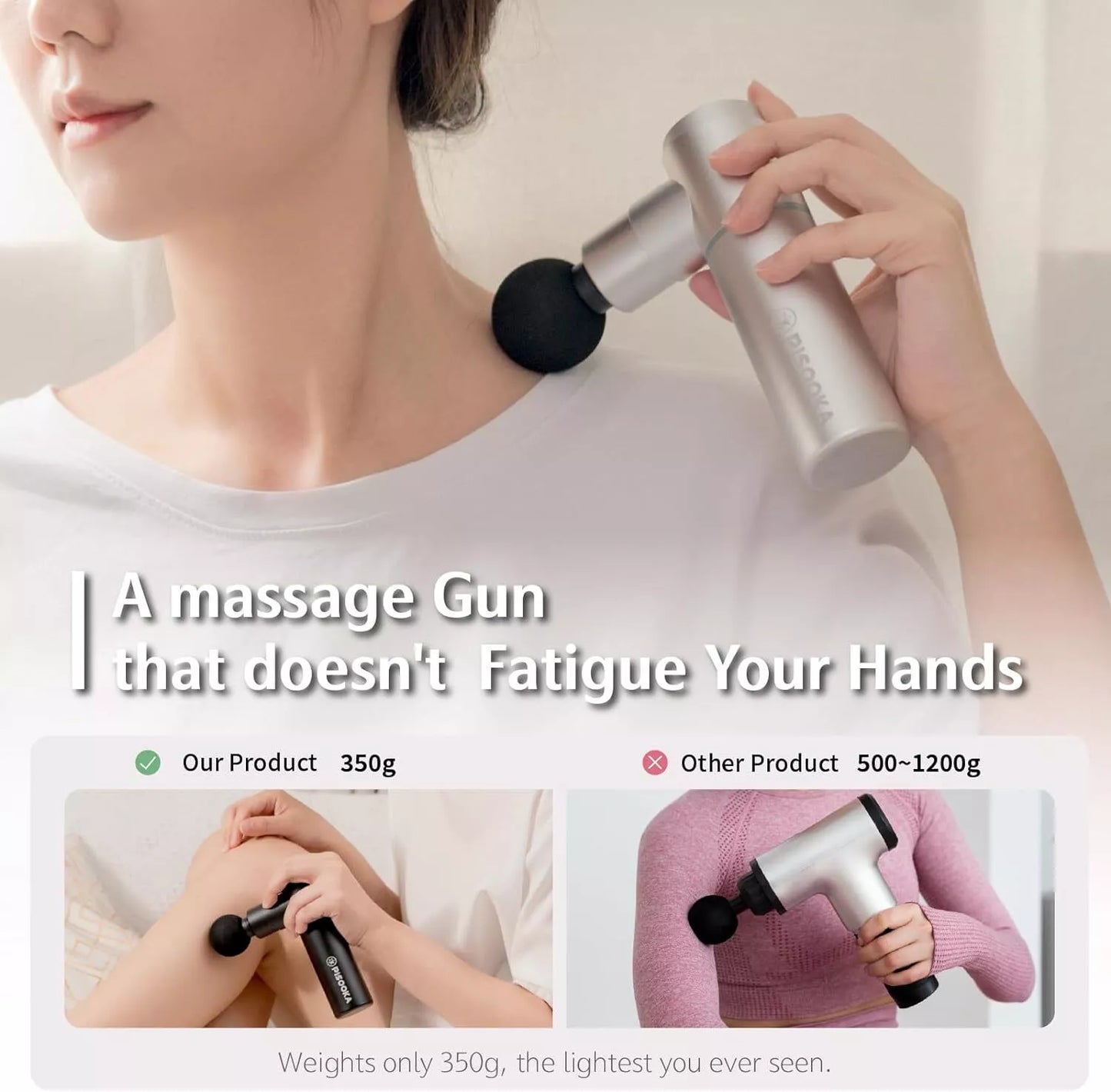 4 Speed Mini Deep Tissue Portable Massage Gun for Neck Back Pain Relief - Silver