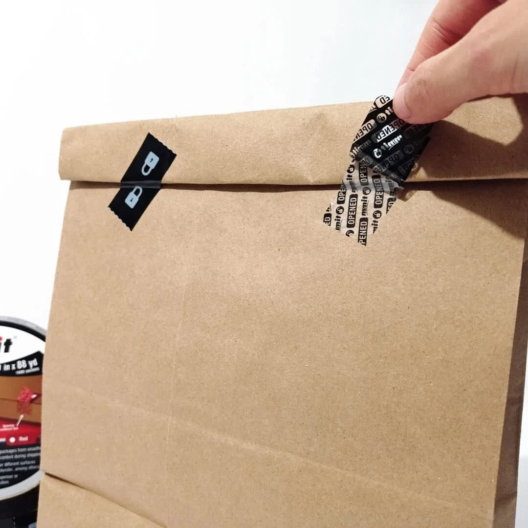 1” x 88 Yards Tamper Evident Security Tape for Safe Delivery 1600 Sections Black